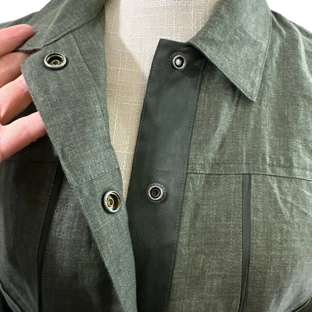 Ellen Tracy Linen Silk Jacket Green Size 6 Lagenlook Minimalist Boho Coastal